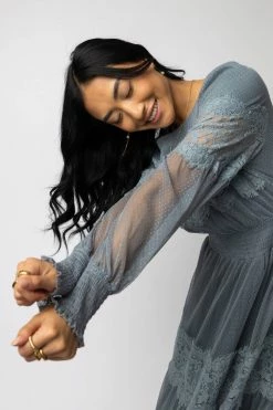 New π CALISTA Lilith Midi π Dress In Slate Blue - FINAL SALE π 7 CALISTA Lilith Midi Dress In Slate Blue - FINAL SALE