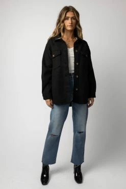 LOVE TREE Brinkley Shacket In Black - FINAL SALE