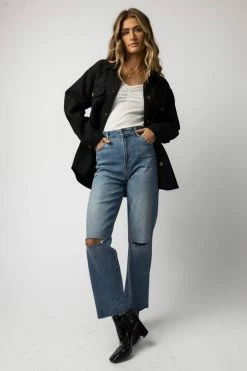 LOVE TREE Brinkley Shacket In Black - FINAL SALE