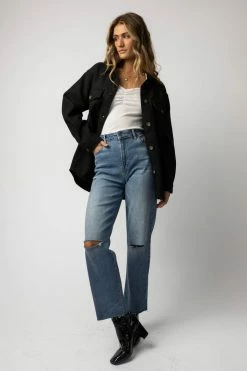 LOVE TREE Brinkley Shacket In Black - FINAL SALE