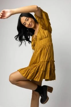 Mustard Seed Evie Mini Dress In Chartreuse Dresses