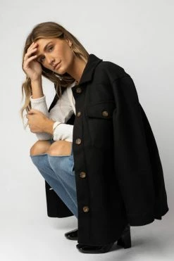 LOVE TREE Brinkley Shacket In Black - FINAL SALE