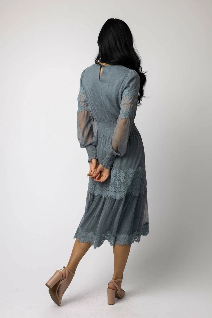 New π CALISTA Lilith Midi π Dress In Slate Blue - FINAL SALE π 5 CALISTA Lilith Midi Dress In Slate Blue - FINAL SALE