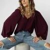 MAIZE Stephanie Blouse In Burgundy - FINAL SALE