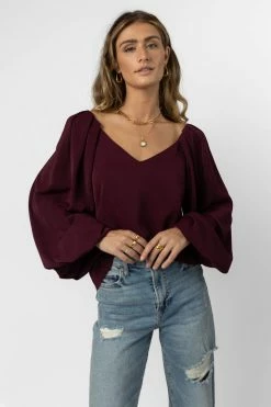 MAIZE Stephanie Blouse In Burgundy - FINAL SALE