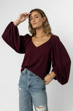 MAIZE Stephanie Blouse In Burgundy - FINAL SALE