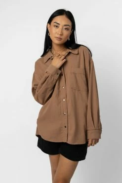 Be Cool Manufacture Reggie Shirt Jacket In Brown Tops
