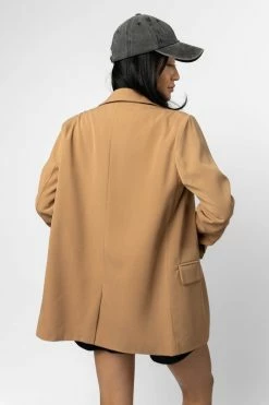 AARON & AMBER Tops Crystal Blazer In Camel