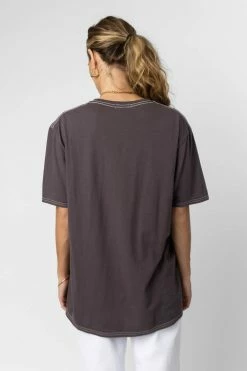 SWEET CLAIRE Smiley Graphic Tee In Charcoal - FINAL SALE