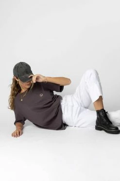 SWEET CLAIRE Smiley Graphic Tee In Charcoal - FINAL SALE