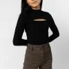 WELLMADE INC Carly Ribbed Top In Black - FINAL SALE