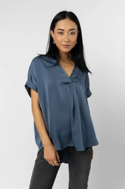 Mustard Seed Stacy Blouse In Blue - FINAL SALE