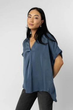 Mustard Seed Stacy Blouse In Blue - FINAL SALE