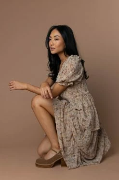 WELLMADE INC Mikel Maxi Dress In Taupe - FINAL SALE