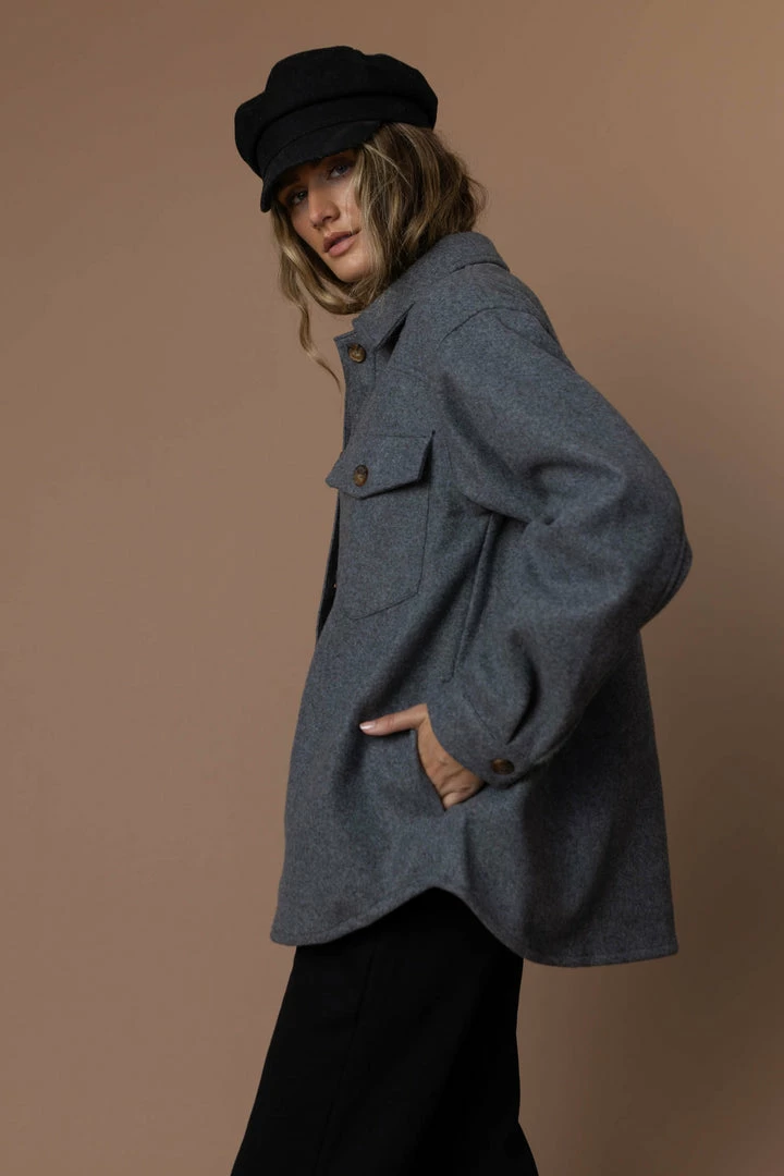 Cheap ๐ LOVE TREE Brinkley Shacket In Grey - FINAL SALE ๐ฅฐ 2 LOVE TREE Brinkley Shacket In Grey - FINAL SALE