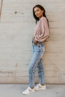 Tres Bien Albie Ribbed Top In Blue - FINAL SALE Tops