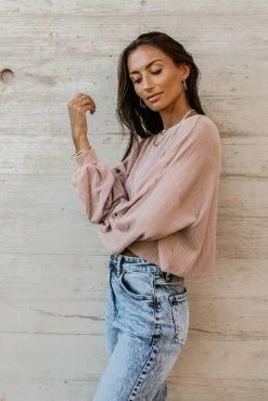 Tres Bien Albie Ribbed Top In Blue - FINAL SALE Tops