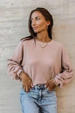 Tres Bien Albie Ribbed Top In Blue - FINAL SALE Tops