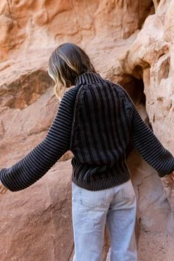 SINA Tops Olympe Cable-Knit Sweater In Black