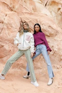 SINA Olympe Cable-Knit Sweater In Magenta Tops