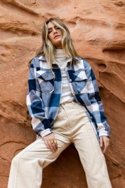 QIZHEN Nolan Shacket In Blue - FINAL SALE