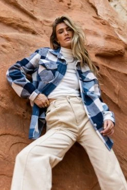 QIZHEN Nolan Shacket In Blue - FINAL SALE