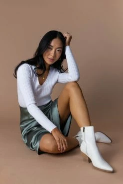 MISS LOVE Meera Ribbed Top In White - FINAL SALE