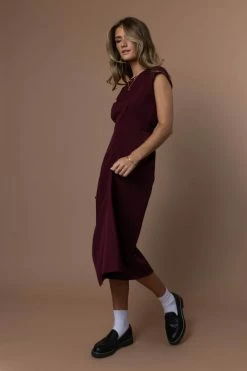 WORUI Neve Midi Dress In Burgundy - FINAL SALE