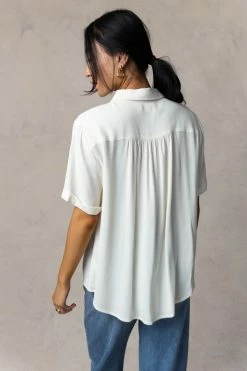 FUN 2 FUN Ayala Button Down Blouse In Cream - FINAL SALE