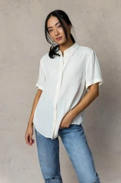 FUN 2 FUN Ayala Button Down Blouse In Cream - FINAL SALE