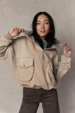 AEMI AND CO Harry Sweater In Oatmeal Tops