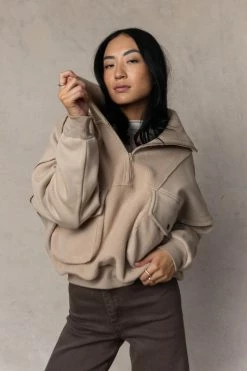 AEMI AND CO Harry Sweater In Oatmeal Tops