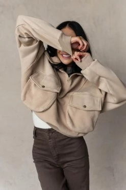 AEMI AND CO Harry Sweater In Oatmeal Tops