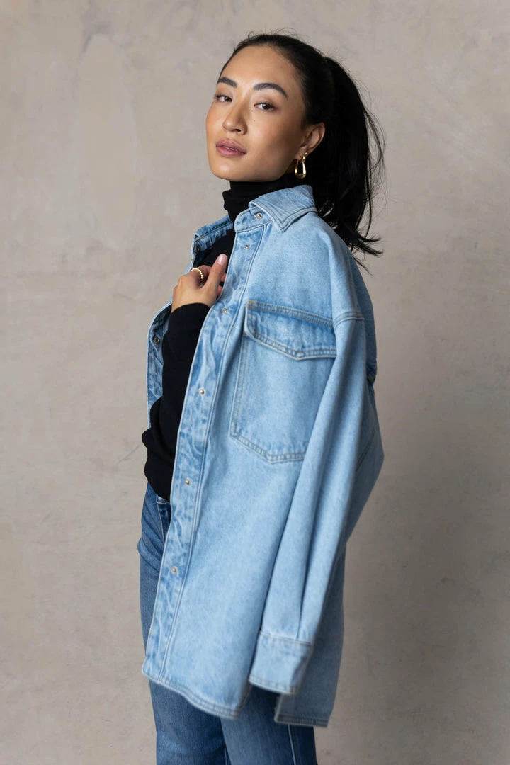 Coupon π₯° TEA N ROSE Tops Hilda Denim π Shirt Jacket π 5 TEA N ROSE Tops Hilda Denim Shirt Jacket