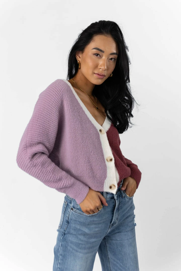 Budget π DREAMERS BY DEBUT Lacey Cardigan Sweater In Purple - FINAL SALE π 3 DREAMERS BY DEBUT Lacey Cardigan Sweater In Purple - FINAL SALE