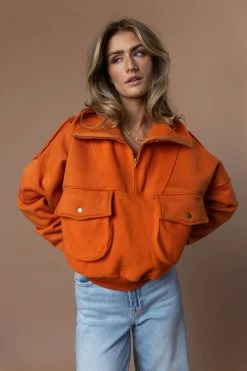 AEMI AND CO Tops Harry Sweater In Orange