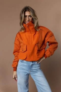 AEMI AND CO Tops Harry Sweater In Orange