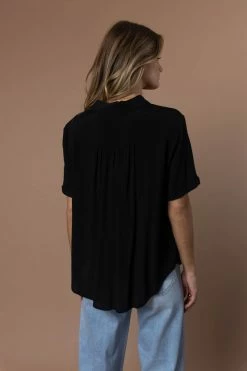 FUN 2 FUN Ayala Button Down Blouse In Black