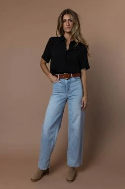 FUN 2 FUN Ayala Button Down Blouse In Black