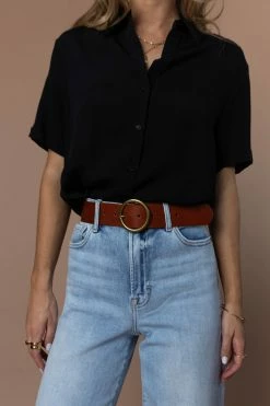 FUN 2 FUN Ayala Button Down Blouse In Black