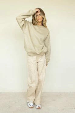 BAILEY ROSE Be Kind Pullover In Taupe Tops