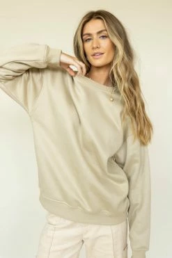 BAILEY ROSE Be Kind Pullover In Taupe Tops