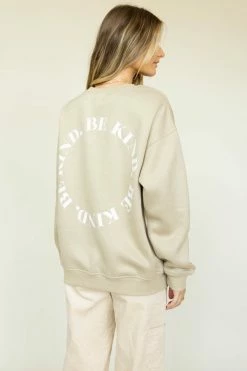BAILEY ROSE Be Kind Pullover In Taupe Tops