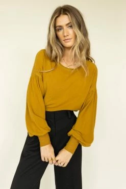 SINA Kaori Top In Mustard - FINAL SALE