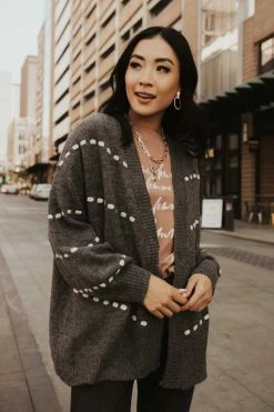 STACCATO Ivie Balloon Sleeve Cardigan In Charcoal - FINAL SALE