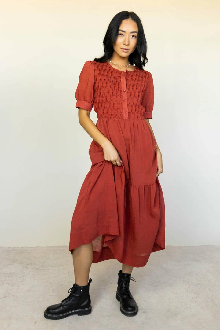 Brand new β WORUI Lauren Midi π Dress In Rust - FINAL SALE β€οΈ 4 WORUI Lauren Midi Dress In Rust - FINAL SALE