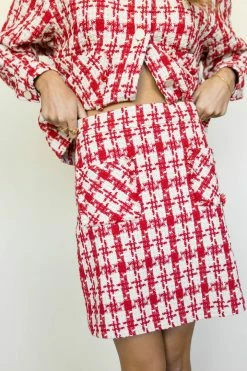 AARON & AMBER Brandie Mini Skirt In Red - FINAL SALE