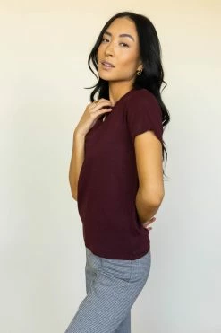 WORUI Mckenna Tee Shirt In Burgundy Tops