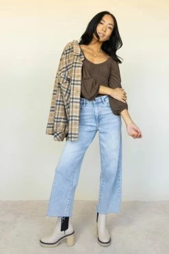 WELLMADE INC Maci Bodysuit In Brown - FINAL SALE