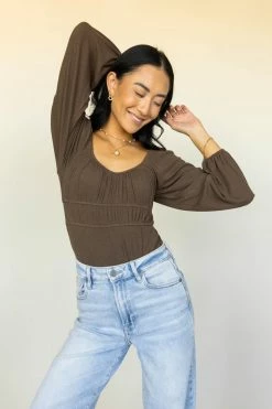 New π WELLMADE INC Maci Bodysuit In Brown - FINAL SALE π 8 WELLMADE INC Maci Bodysuit In Brown - FINAL SALE
